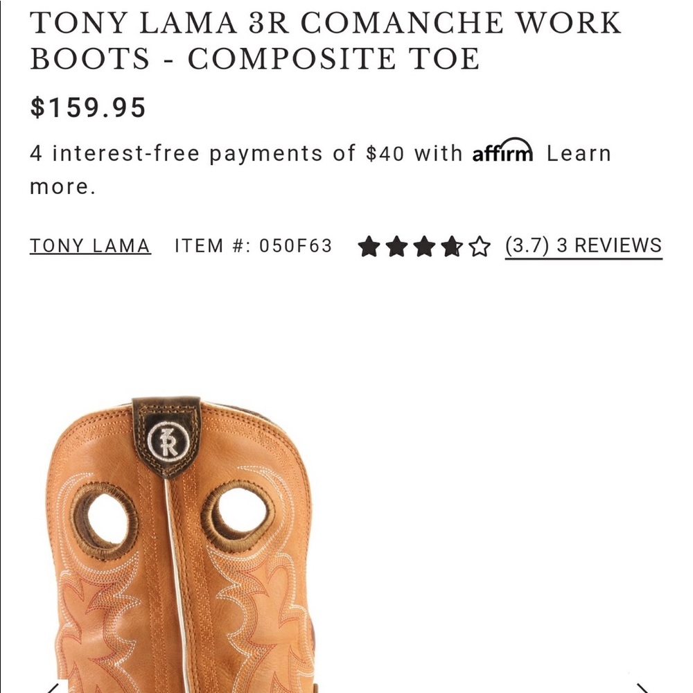 Tony Lama 3R Comanche work boot - Picture 7 of 8